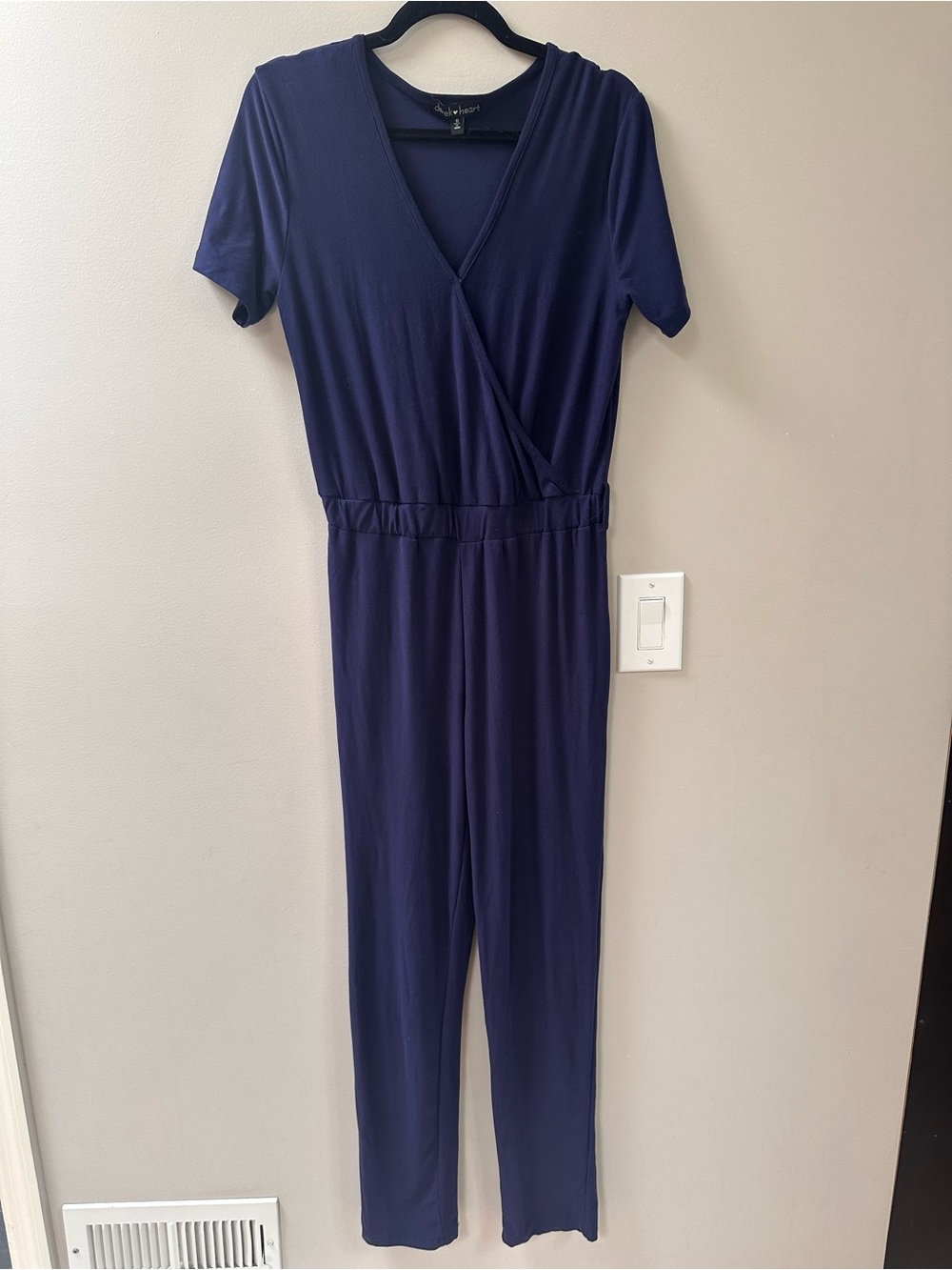 Derek Heart Navy Wrap-Front Jumpsuit
